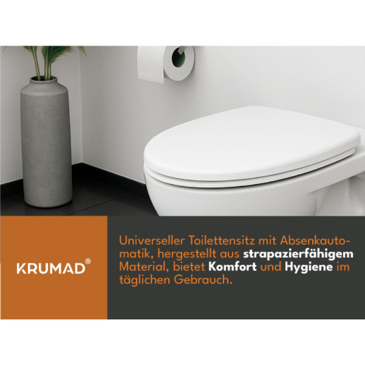 TOILETTENDECKEL mit Absenkautomatik - Weiß, Kunststoff (44.5/5/46.5cm) - KRUMAD