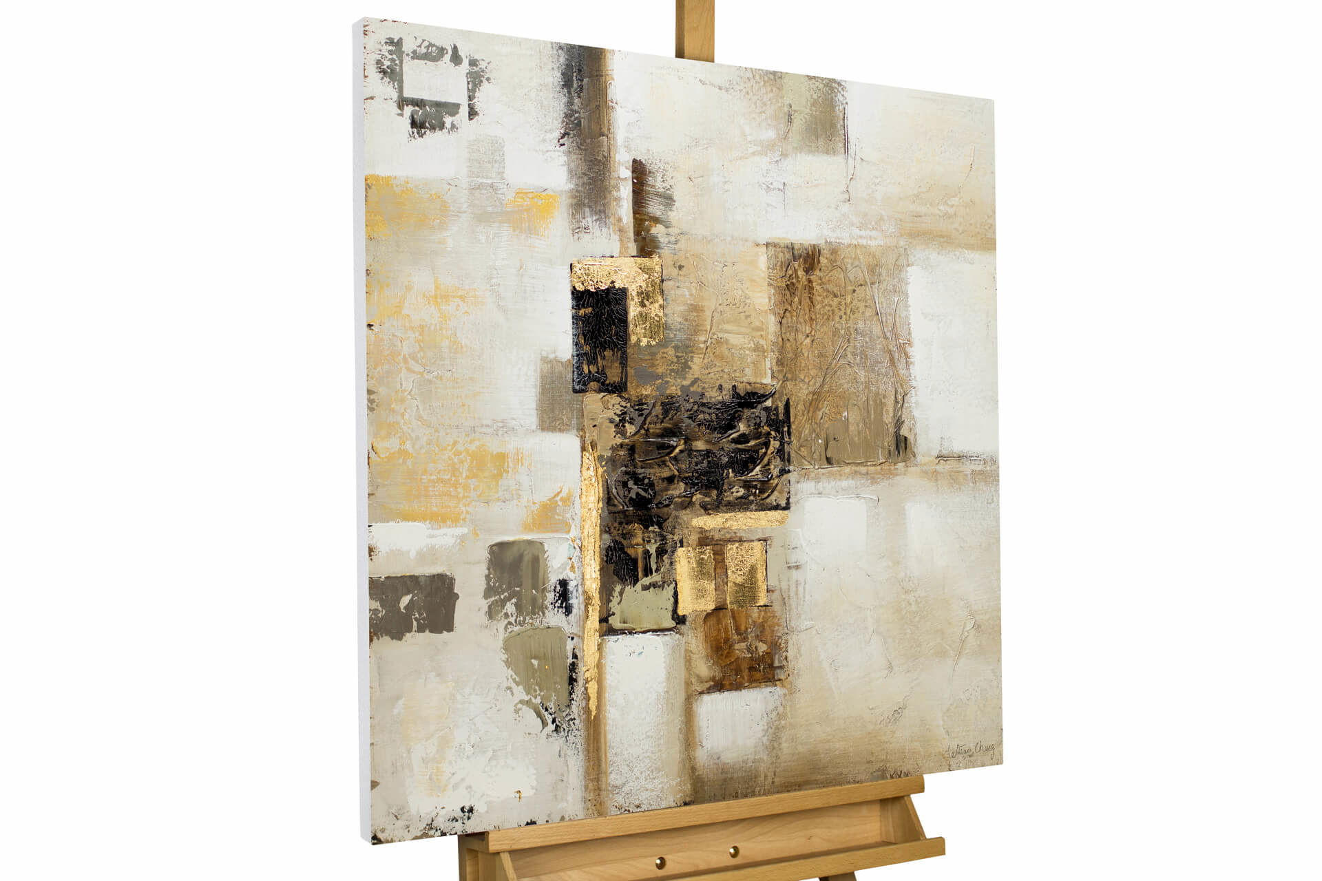 ÖLGEMÄLDE 80/80 cm - Beige/Goldfarben, Holz/Textil (1.68/80cm) - KUNSTLOFT