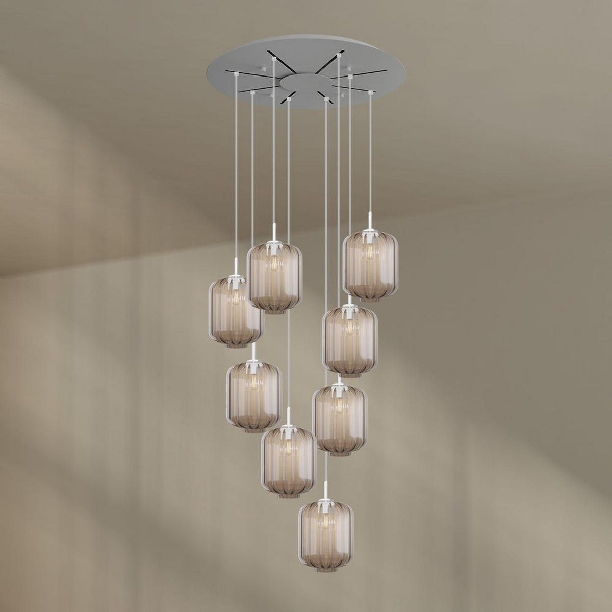 GALERIELEUCHTE Velo 8-flammig Klar Ø 25cm - Klar/Weiß, Glas (25/25/27cm) - s.luce