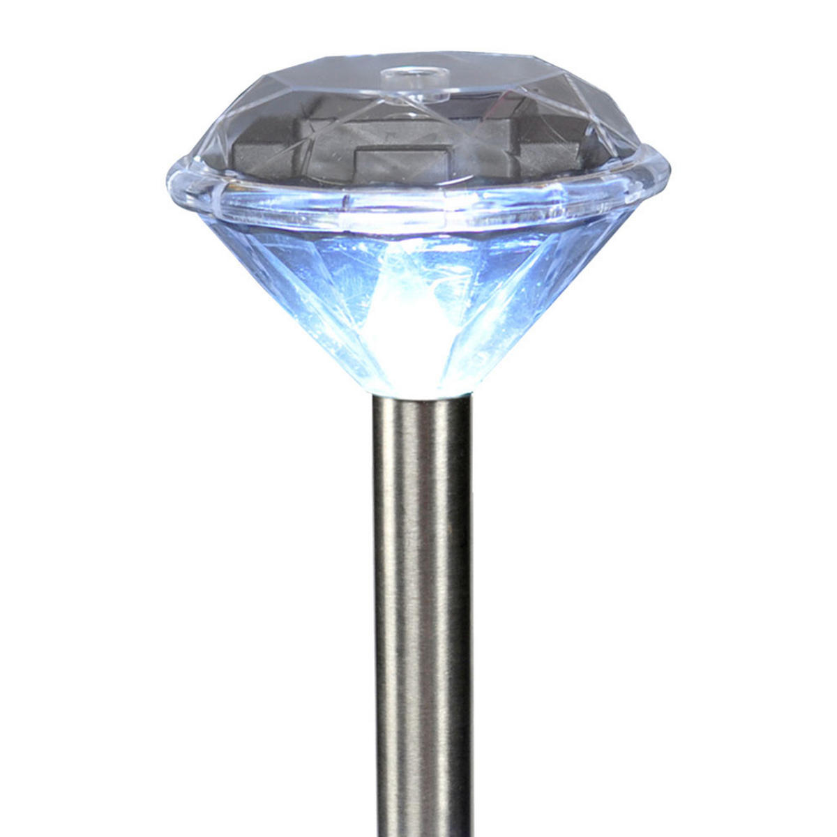 LED AUSSENLEUCHTE Solar Steckleuchte Silber Diamant Design 2er Set - Silberfarben, Metall (8/8/34cm)