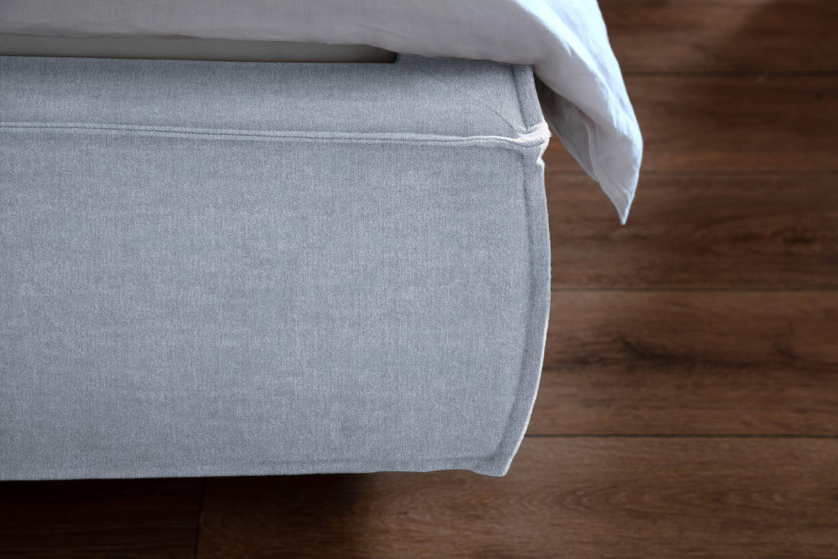POLSTERBETT CARLO Hellblau Massivholz - Hellblau, Textil (200/200cm) - KAWOLA