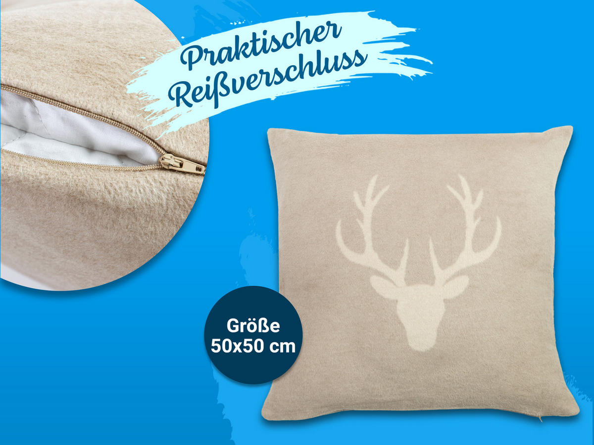 KISSENBEZUG, 50x50 cm, 60% Baumwolle, 40% Polyacryl, Beige - Hellbraun, Naturmaterialien (50/50cm) - Zollner
