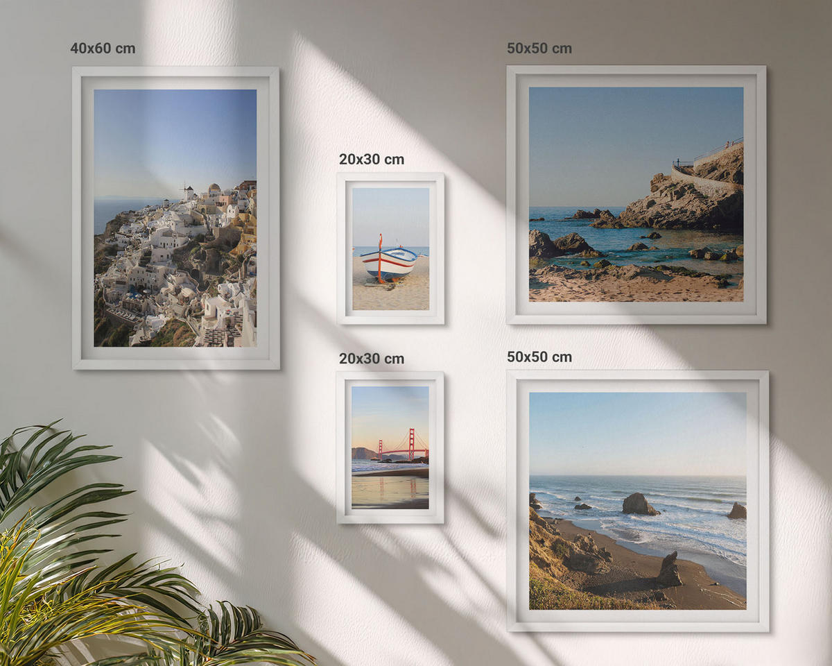 BILDER SET 5er Set - 50x50 cm & 20x30 cm & 40x60 cm Weißer Rahmen - Naturlandschaft der Bergseen - Weiß, Kunststoff (40/60cm) - TULUP