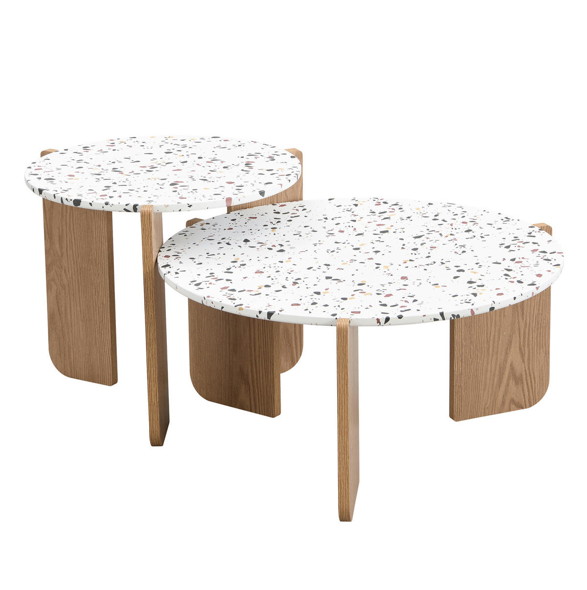 COUCHTISCH-SET 70/70 cm & 50/50 cm aus MDF im Nesting-Design - Weiß, Holzwerkstoff (70/70/35cm) - BEAOK