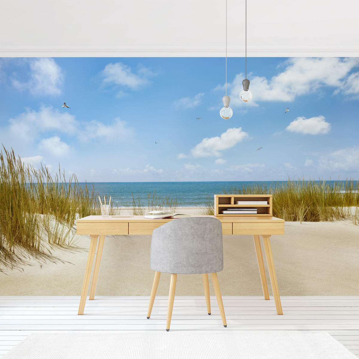 FOTOTAPETE Strand an der Nordsee 288/190 cm - Eichefarben, Papier (288/190cm) - Bilderwelten