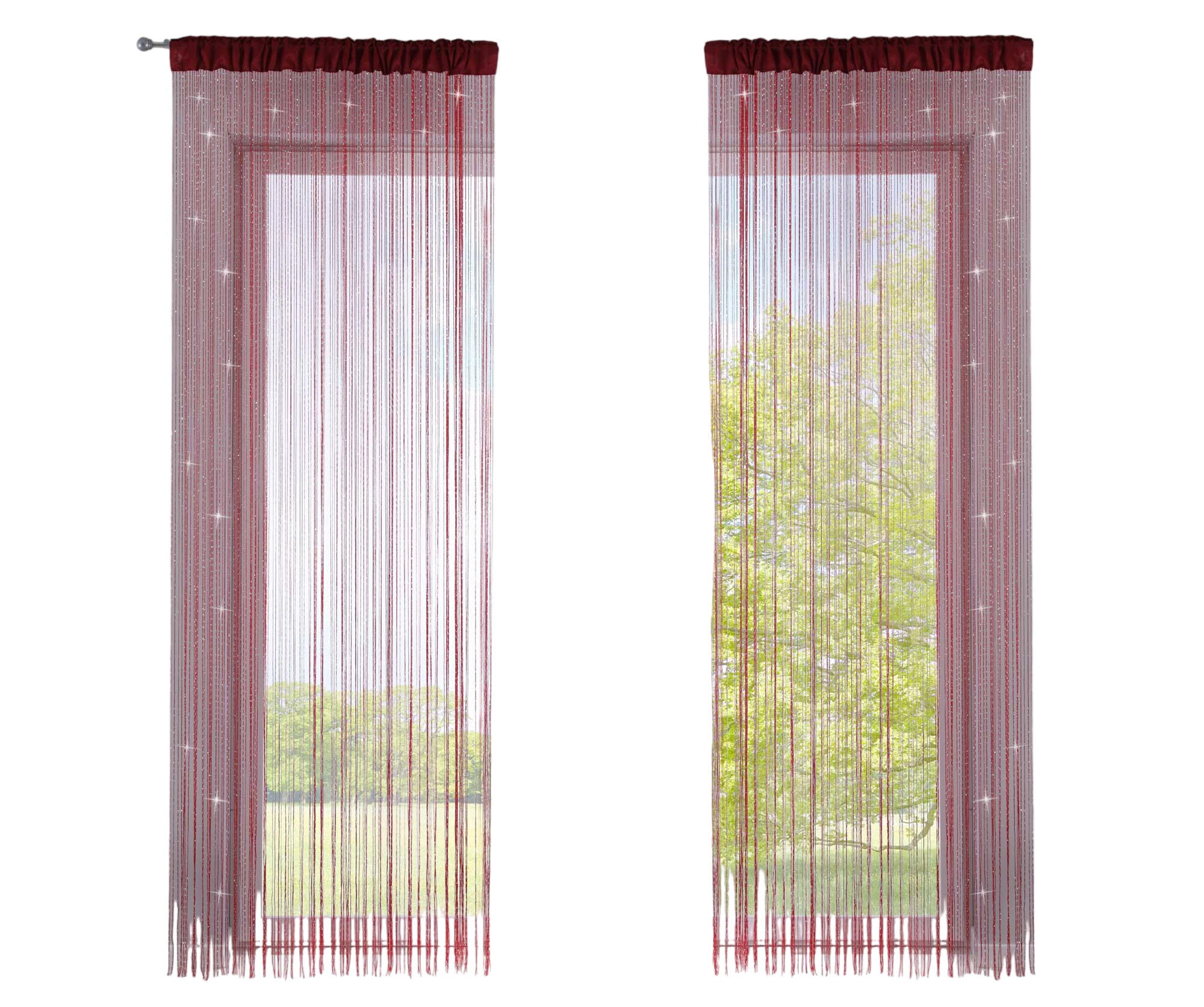 FADENGARDINE 2ER SET HxB 250x140 cm Rot Lurex - Hellrot, Textil (140/250cm) - Gardinenbox