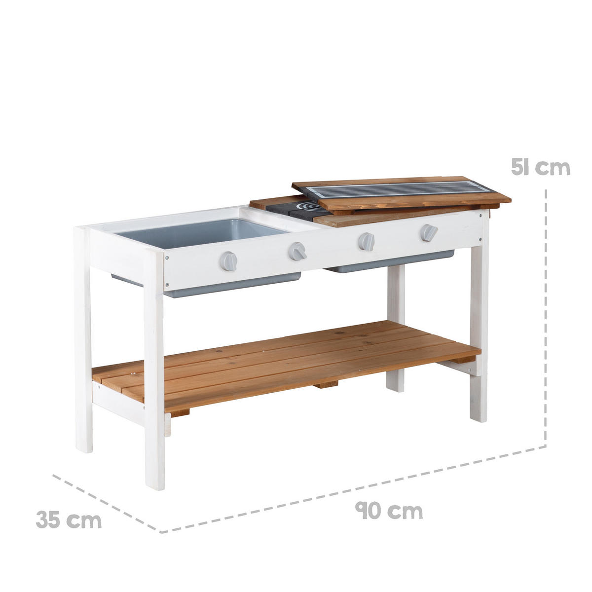 SPIELHAUS mit Tischset und BBQ Küche - Multicolor, Holz (146/133.5/105.5cm) - Roba