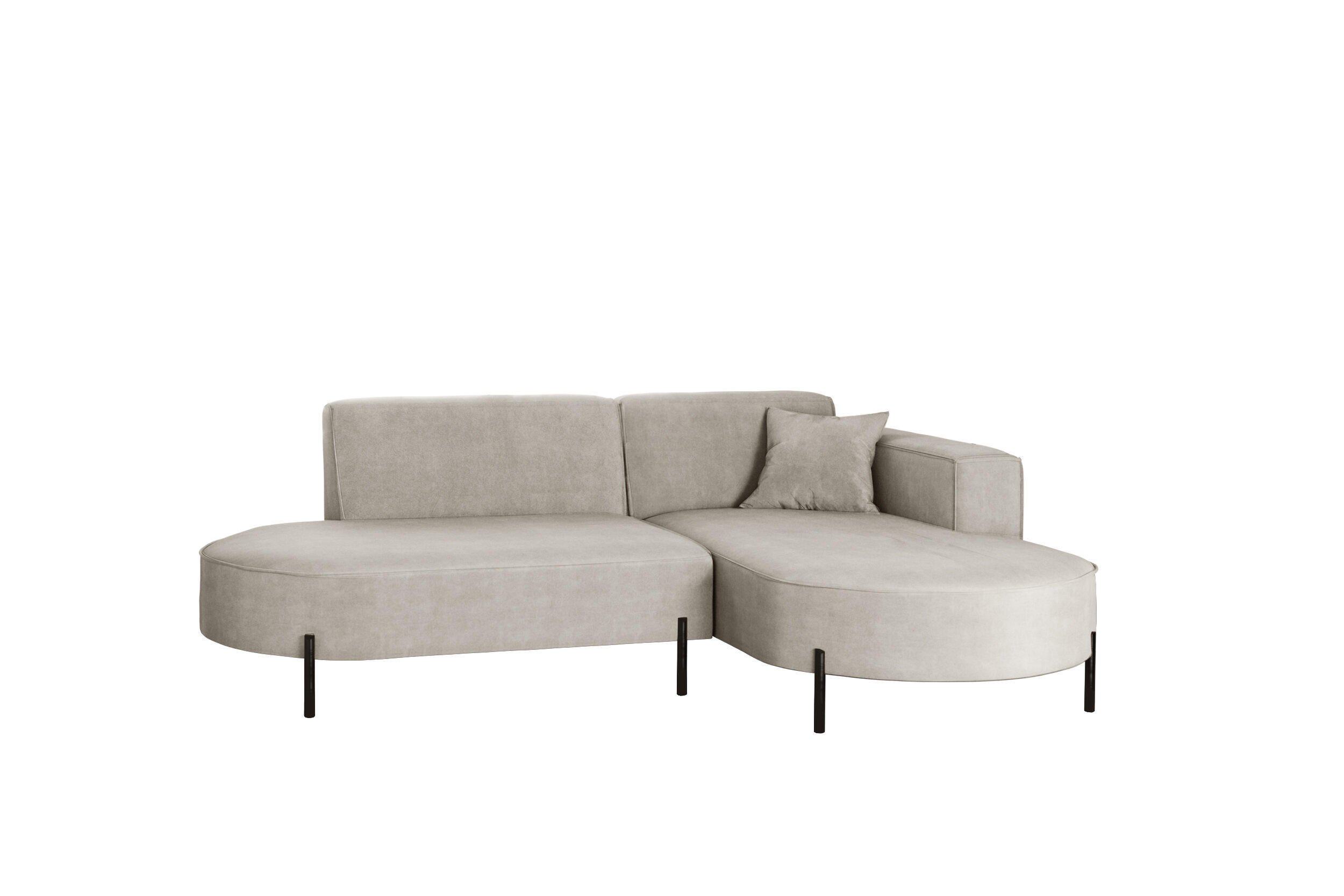 ECKSOFA L-Form Designer Modena Rein Stoff Noel Hellgrau Rechts - Hellgrau, Holz/Textil (236/165cm) - Kaiser Möbel