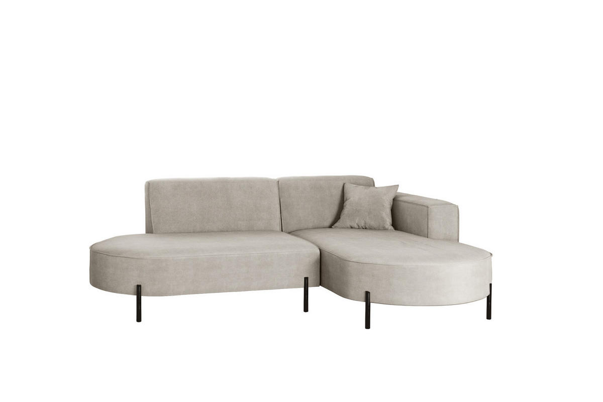 ECKSOFA L-Form Designer Modena Rein Stoff Noel Hellgrau Rechts - Hellgrau, Holz/Textil (236/165cm) - Kaiser Möbel
