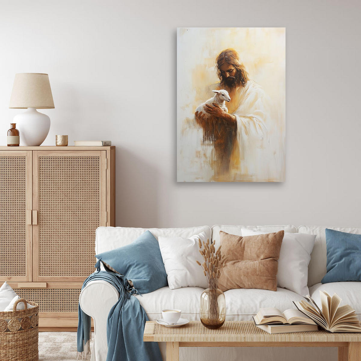 LEINWANDBILD Künstlerische und religiöse Werke 40x60cm - Beige, Textil (40/60cm) - Feeby