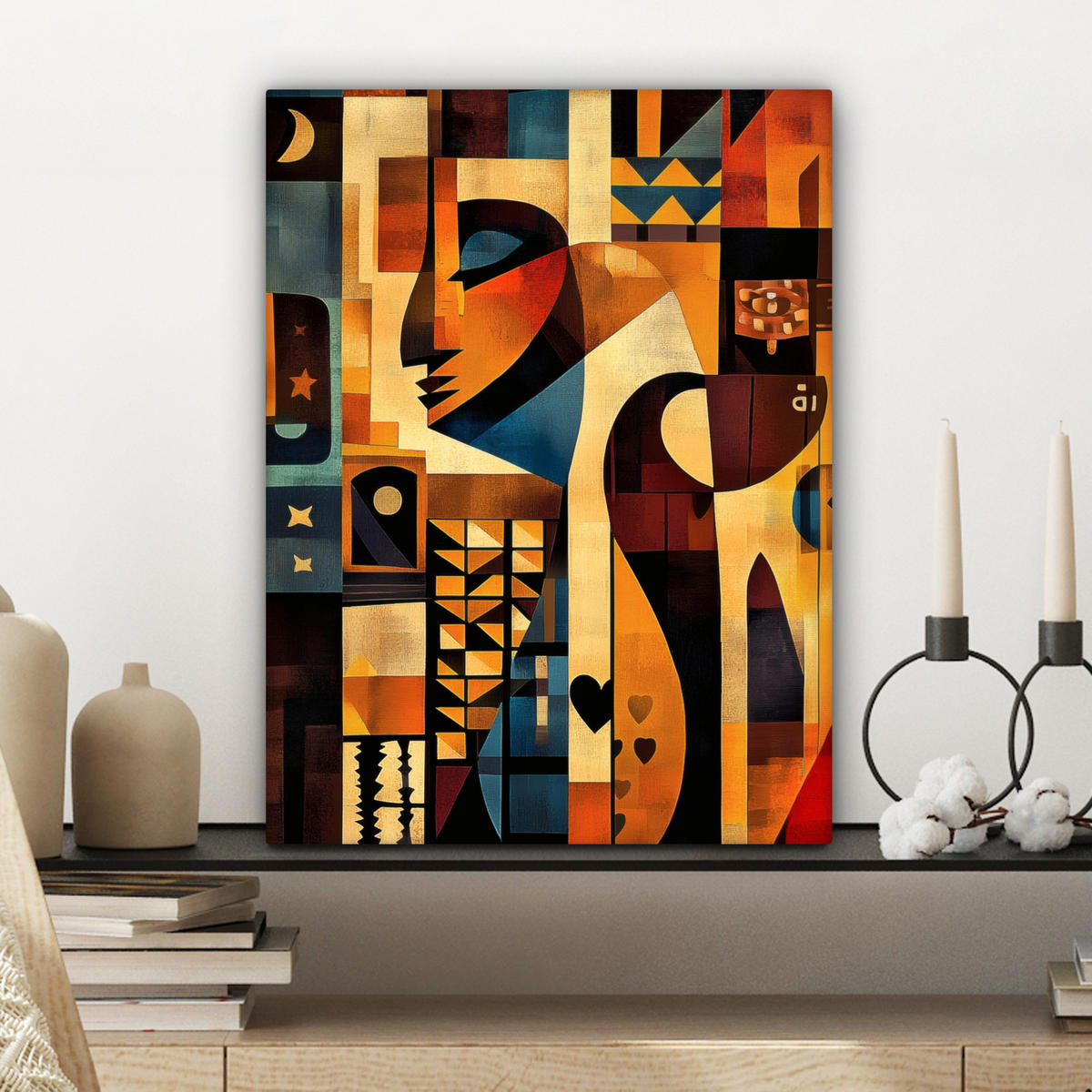 LEINWANDBILD Figuren - Abstrakt - Symbole 30x40 cm - Terracotta, Textil (30/40cm) - MuchoWow