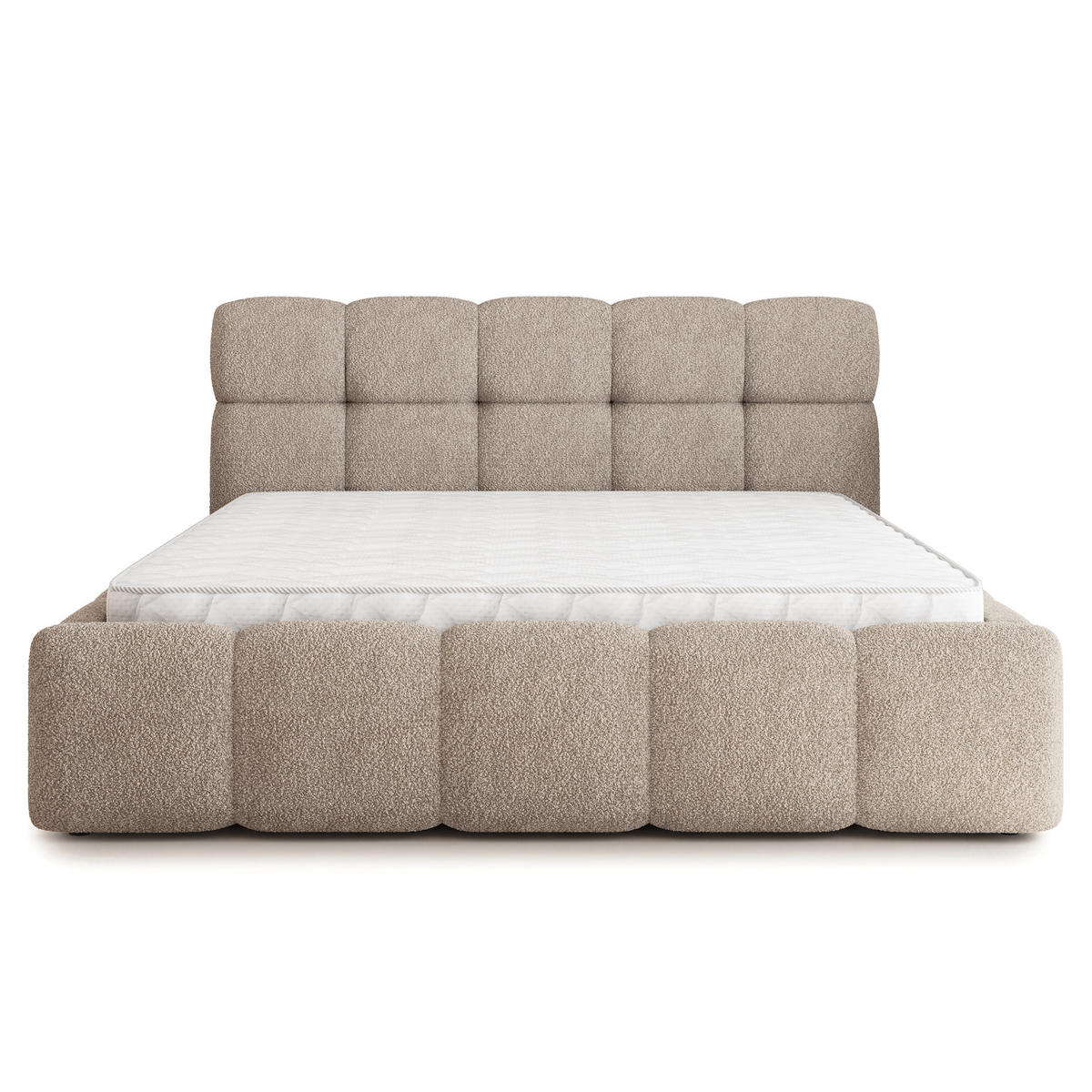 POLSTERBETT FARU Q 120x200 cm mit Bettkästen - Beige - Beige, Holz (120/200cm) - MASSENO