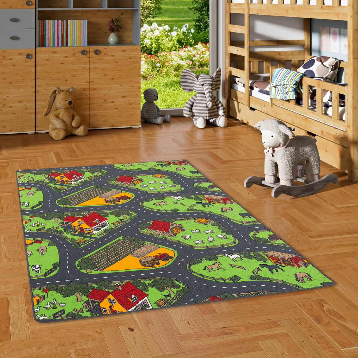 KINDER SPIEL STRASSENTEPPICH - Anthrazit, Textil (140/200cm) - Snapstyle