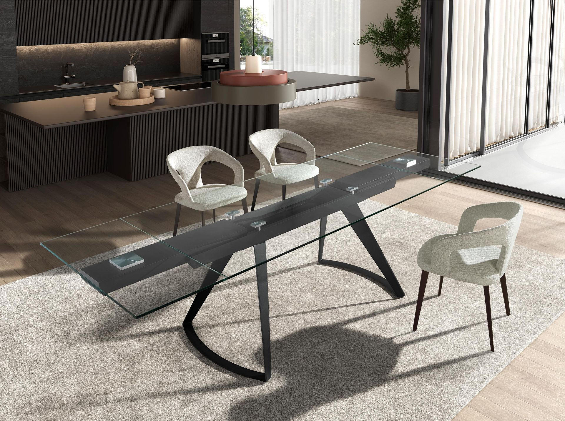 ESSTISCH Rechteckig Schwarz Kristall 180/100/75 cm - Schwarz, Glas/Metall (100/180/75cm) - ANGEL CERDA
