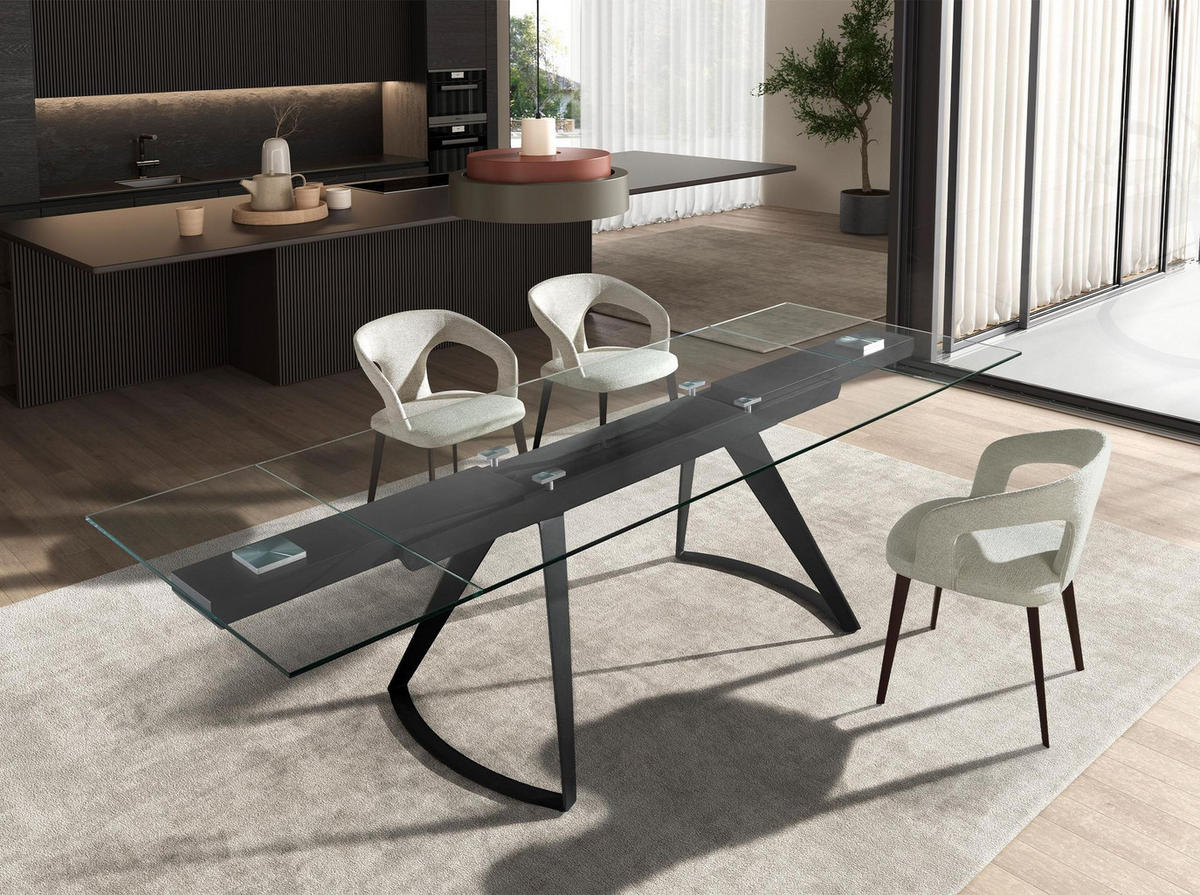 ESSTISCH Rechteckig Schwarz Kristall 180/100/75 cm - Schwarz, Glas/Metall (100/180/75cm) - ANGEL CERDA
