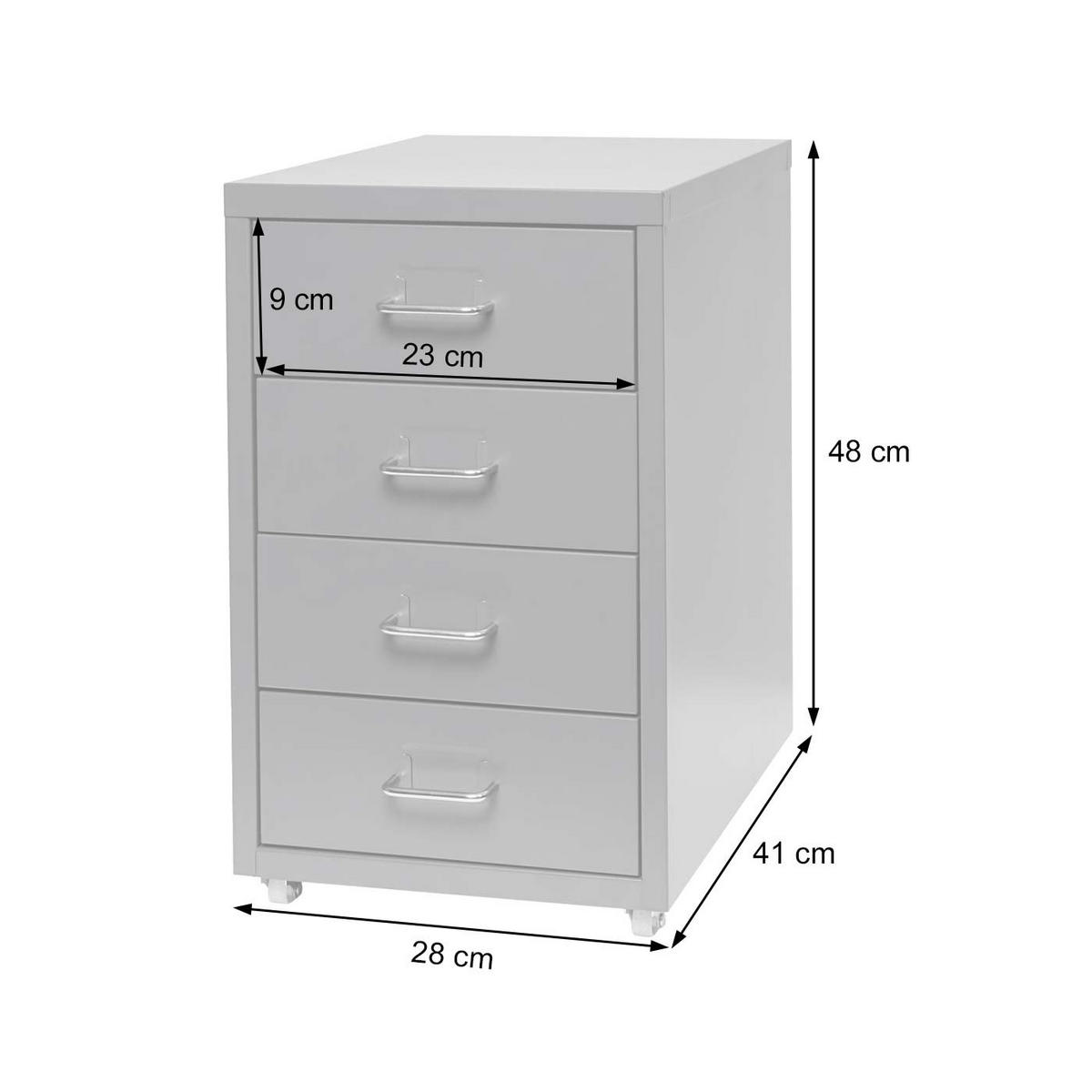 ROLLCONTAINER Housten 48x28x41cm 4 Schubladen Weiß - Weiß, Metall (28/48/41cm) - PROREGAL