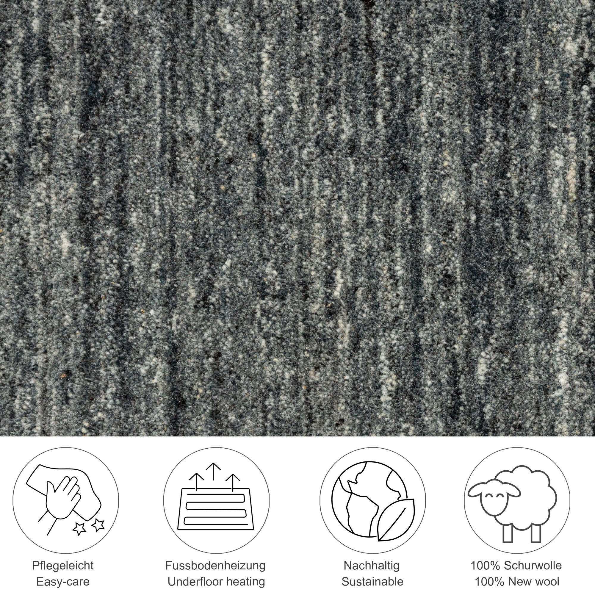 HANDWEBTEPPICH Pure 150x150 cm - Anthrazit, Textil (150/150cm) - THEKO
