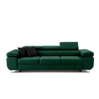3-SITZER-SOFA WILD mit Schlaffunktion 127x190 Velours Dunkelgrün - Chromfarben/Dunkelgrün, Holz/Textil (262/90/102cm) - Muffo