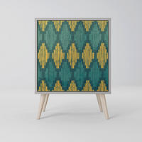 SIDEBOARD POLYGONS, Grau, 57,5x42x77,5 cm, Schräge Buchenholzfüße - Buchefarben/Multicolor, Holzwerkstoff/Buchenholz (57.5/77.5/42cm) - SpaceRebels
