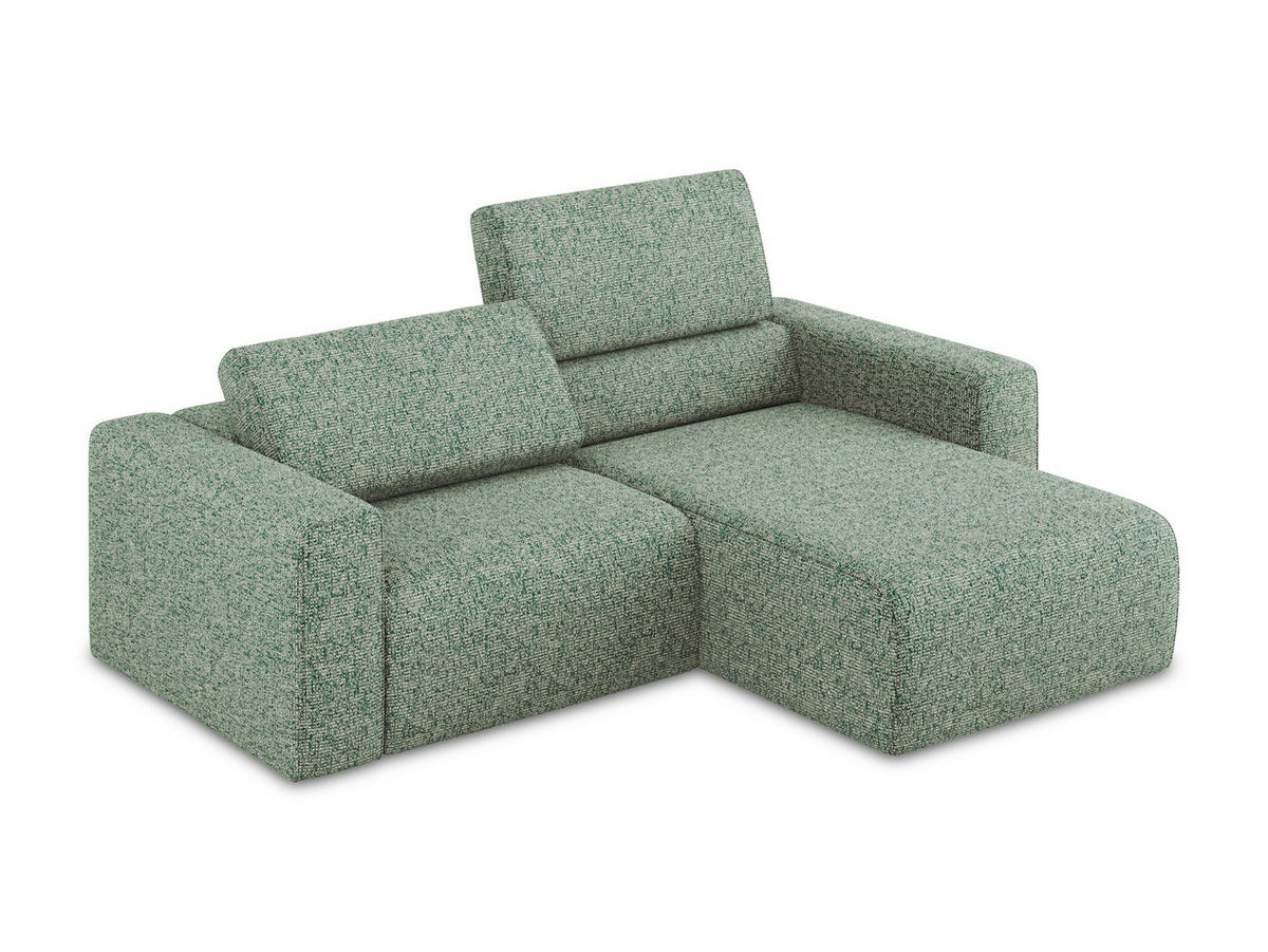 ECKSOFA Rechts Strukturstoff Stoff Grün - Schwarz/Hellgrün, Kunststoff/Textil (224/167cm) - Makamii