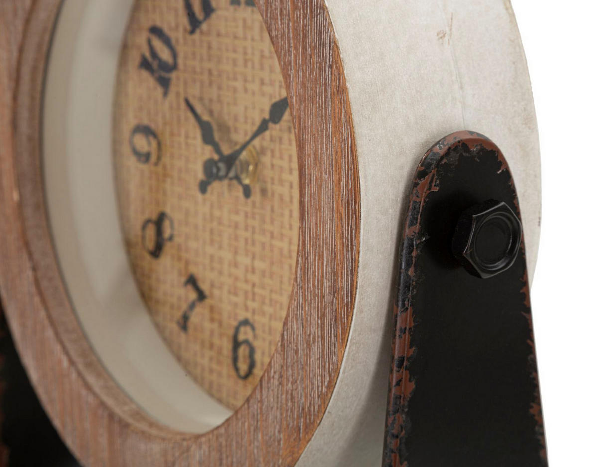 WANDUHR, braun, Eisen und Holz, 23,5 x 7 x 24 cm, rund - Braun, Holz/Metall (23.5/24/7cm) - Mauro Ferretti