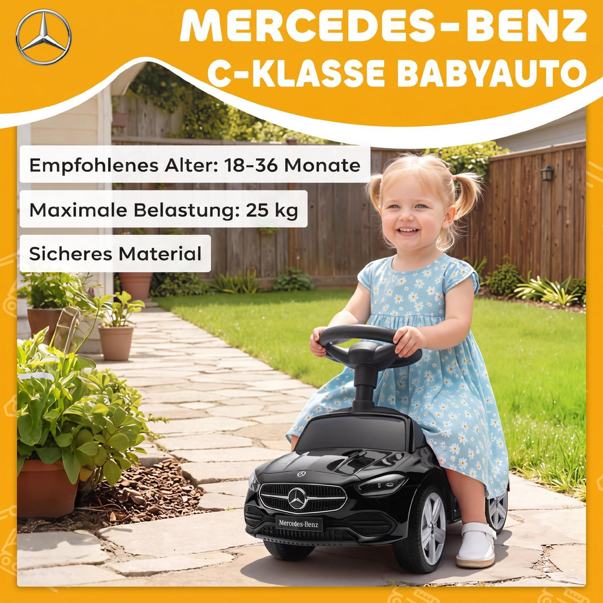 RUTSCHAUTO Kunststoff Stahl Schwarz - Schwarz, Kunststoff (65/28/39cm) - AIYAPLAY