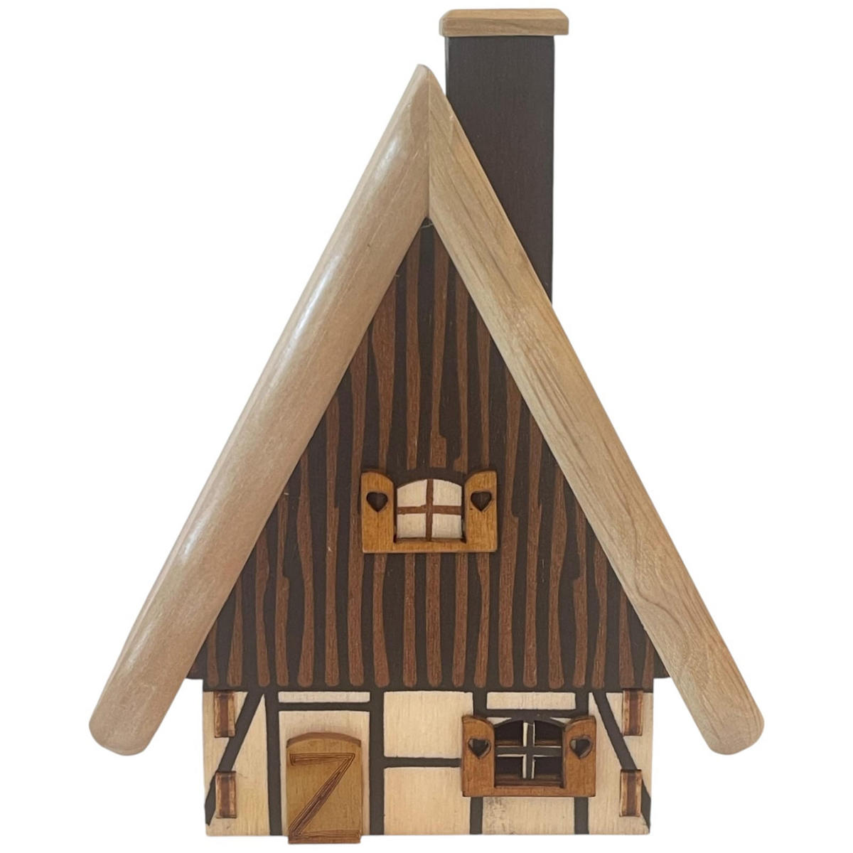 PYRAMIDE mit Räucherhaus für 3 Teelichter 19/19/23 cm - Multicolor, Holz (19/23/19cm)