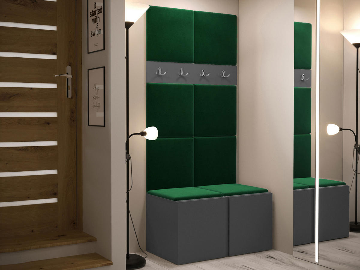 GARDEROBEN-SET Orion IV - Graphitfarben/Grün, Holzwerkstoff/Kunststoff (84/186/46cm) - MIRJAN24