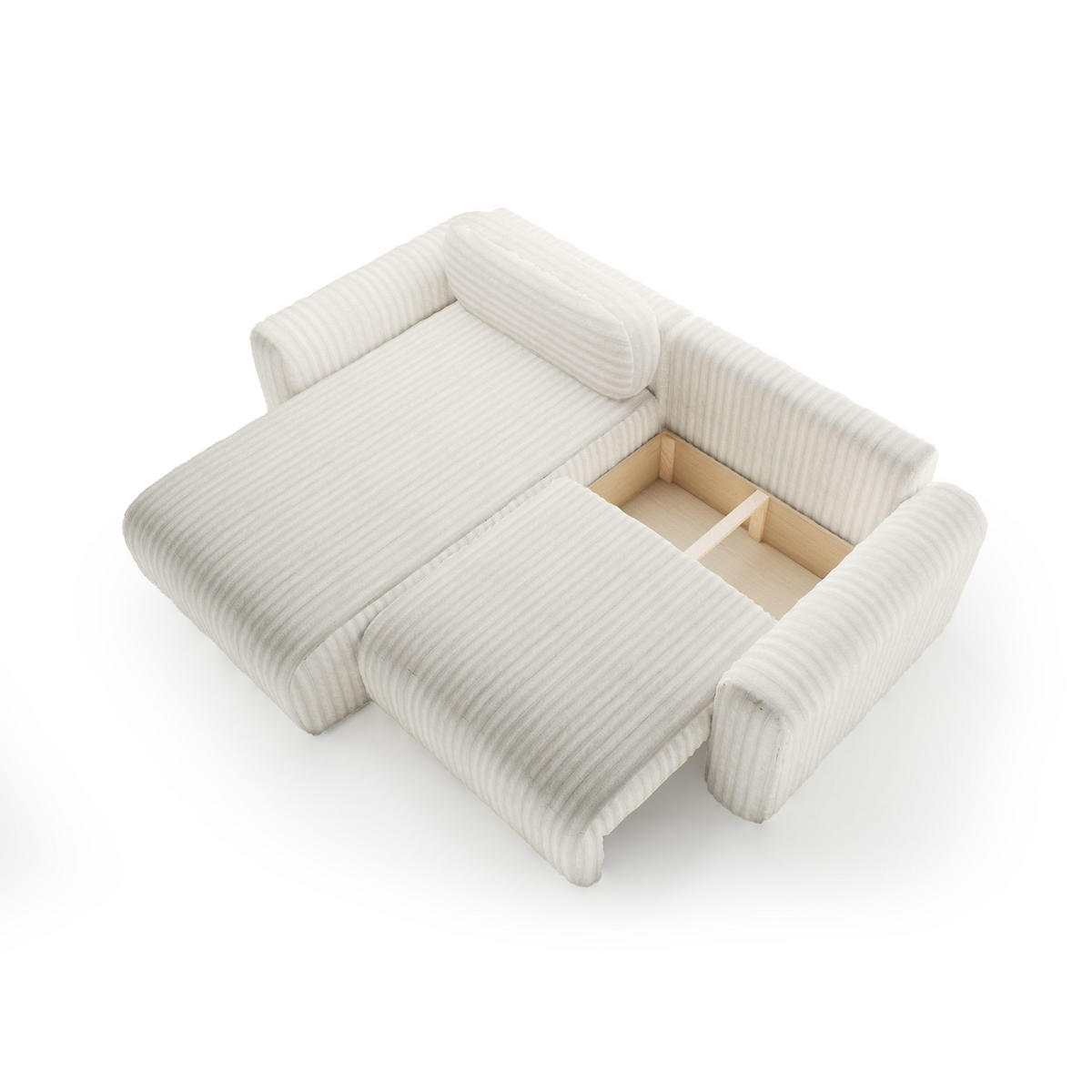 ECKSOFA mit Schlaffunktion Emmen Mini, Hellbeige - Beige, Textil (246/100cm) - Fedve