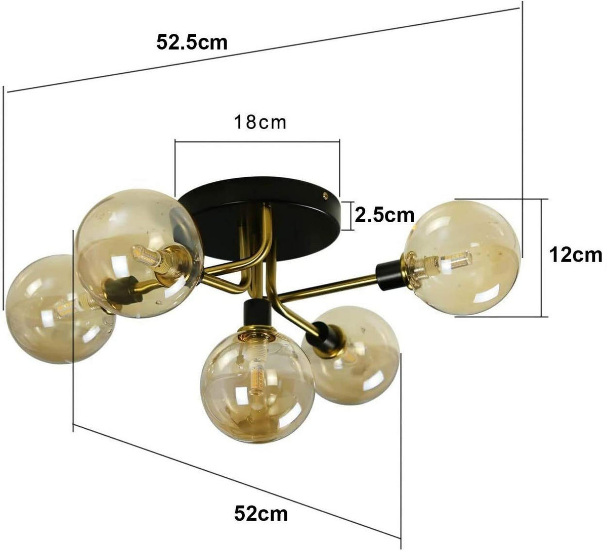 LED-DECKENLEUCHTE Bewachen 53/52/25 cm - Bernsteinfarben, Metall (53/52/25cm) - Nettlife