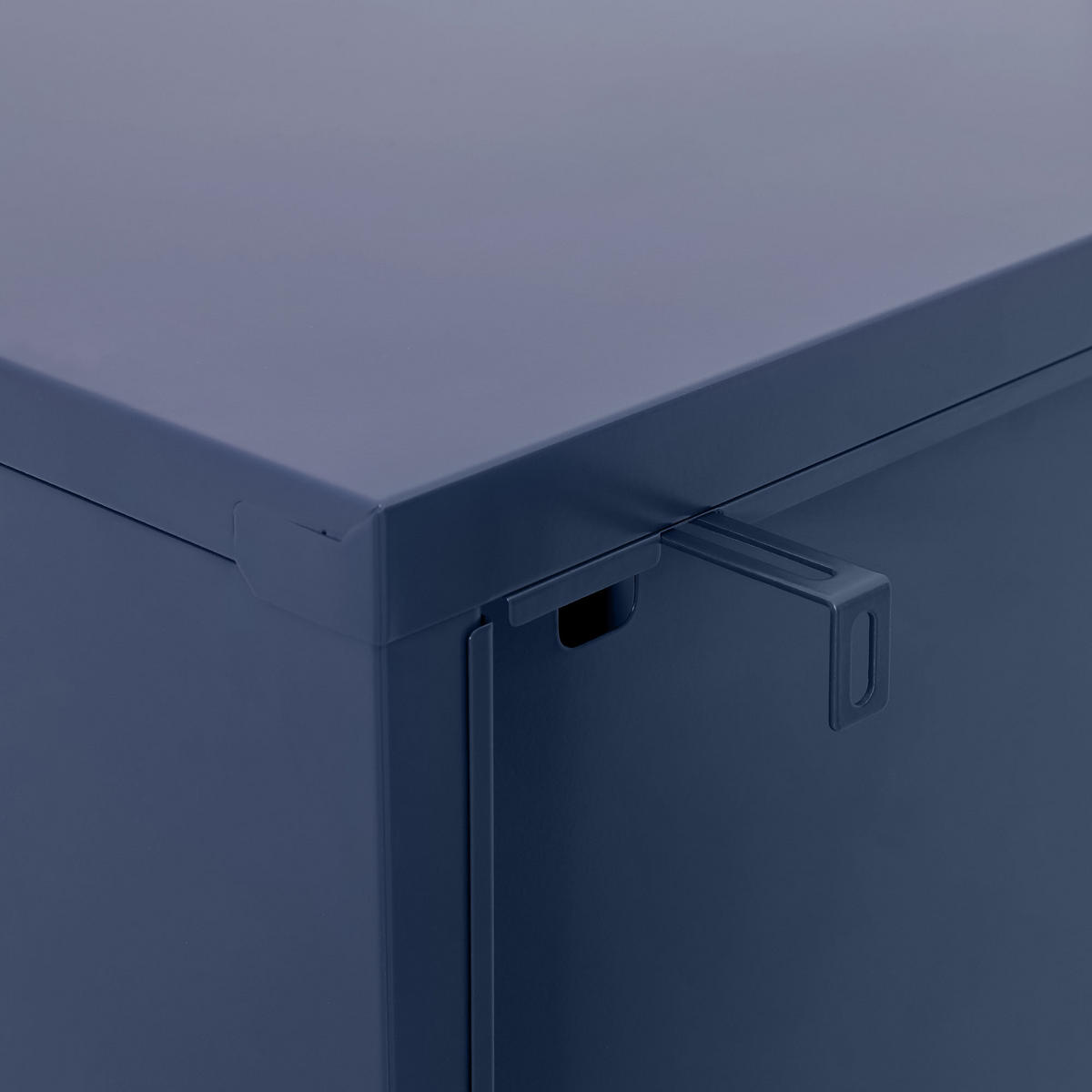 LUKA 2-türiges Metall-Sideboard in Mitternachtsblau mit geriffeltem Glas, 80 cm - Dunkelblau, Metall (80/90/35cm) - Sicaan