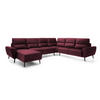 ECKSOFA BOSCO U-Form, Monolith-Stoff, Freistehend, mit verstellbaren Kopfstützen, Sofa für Familien, Größe: 340x270x98cm, Farbe: Burgunderrot - Bordeaux, Holz/Textil (270/340cm) - DomoHome