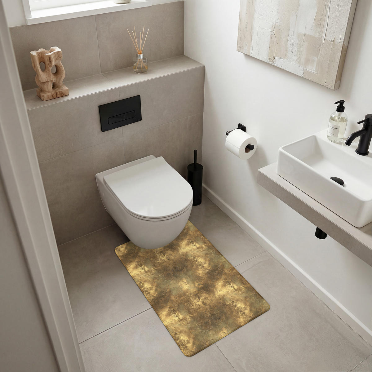 WC PŘEDLOŽKA Antique - metalický vzhled - Gold 50x80 cm - zlatá, textil/plast (50/1cm) - OnlyWow