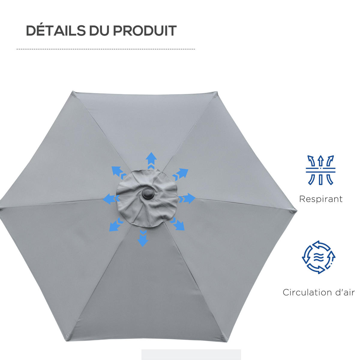 SONNENSCHIRM DE-11369 neigbar, hexagonal, mit Kurbel Grau - Grau, Metall (230/230cm) - ComfortXL
