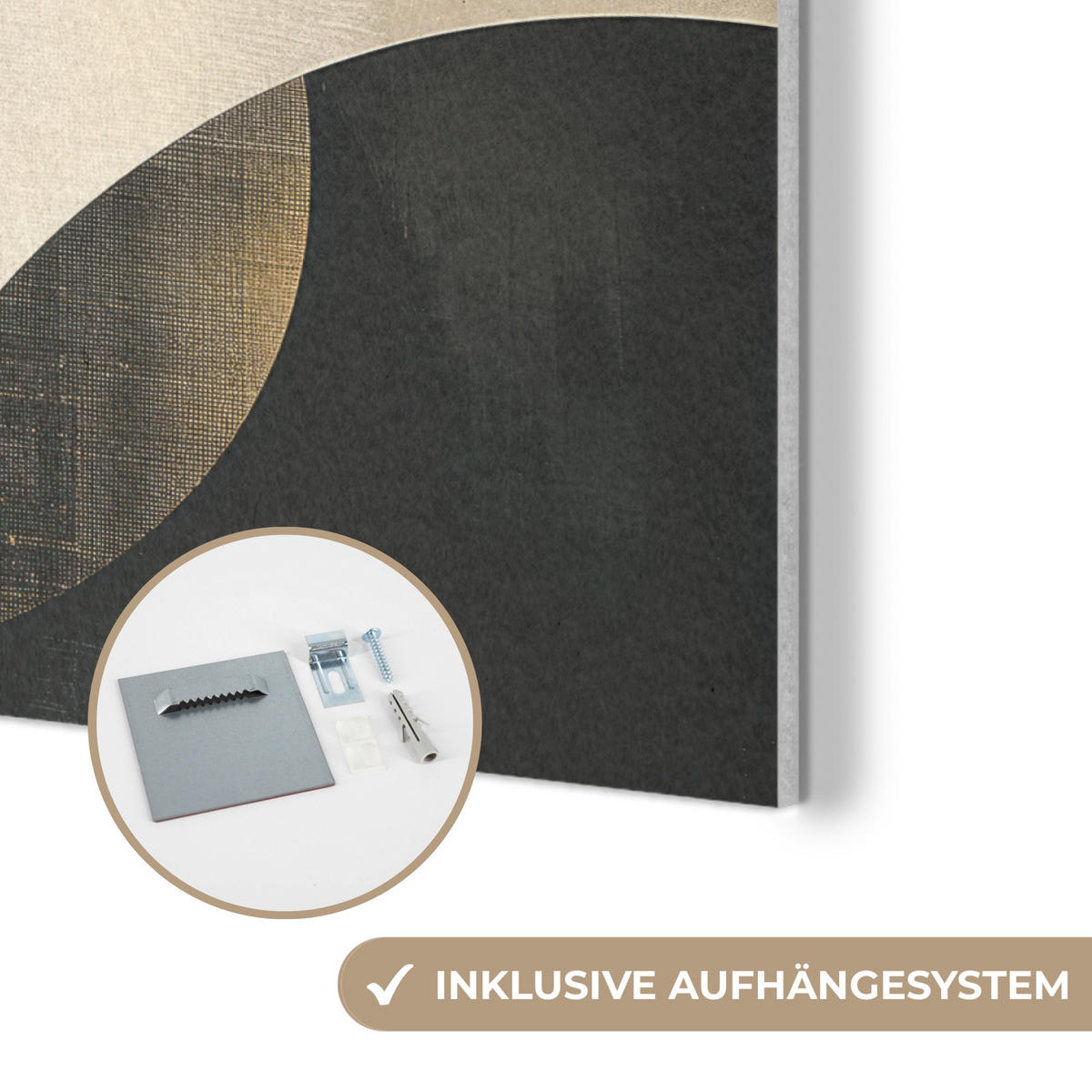 AKUSTIKPANEEL Abstrakt - Geometrische Formen - Schwarz - Gold 80x60 cm - Ecru, Textil (80/0.9/60cm) - MuchoWow