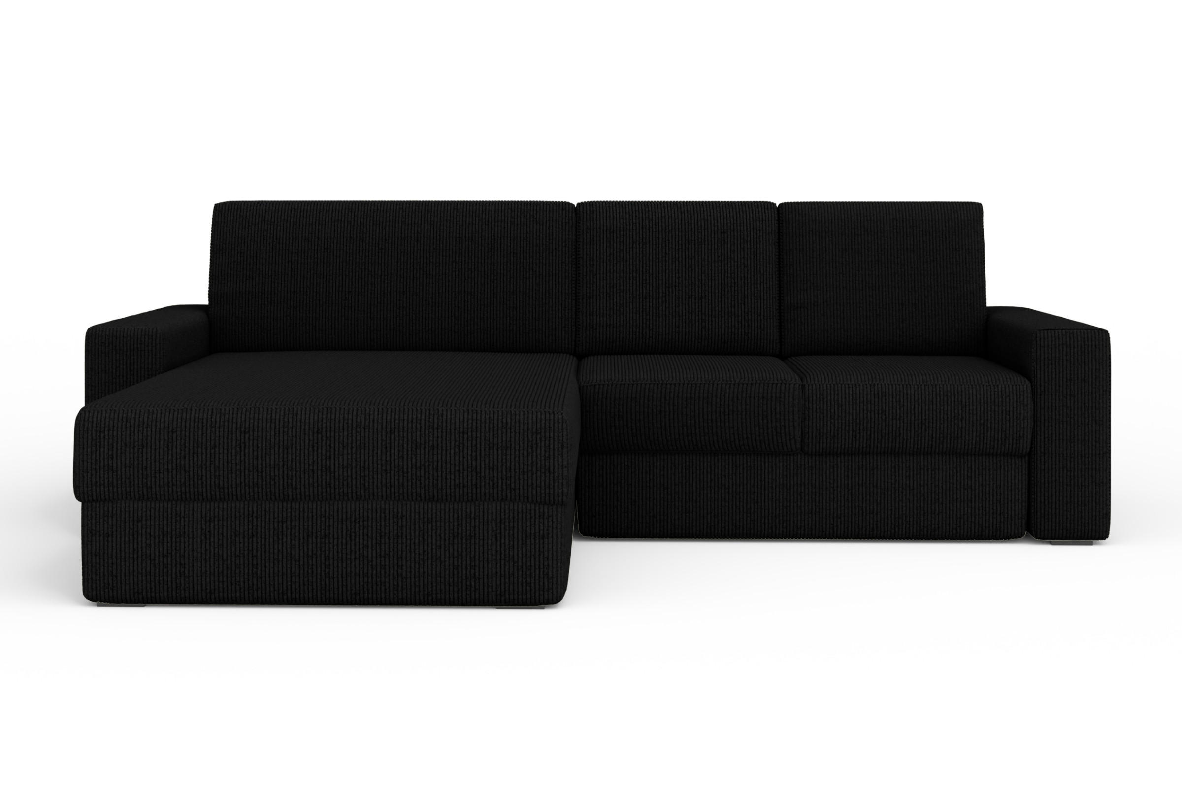 ECKSOFA TOCO XL 275/170 cm in Cord Schwarz links - Schwarz, Holz/Holzwerkstoff (275/170cm) - Deine Möbel 24