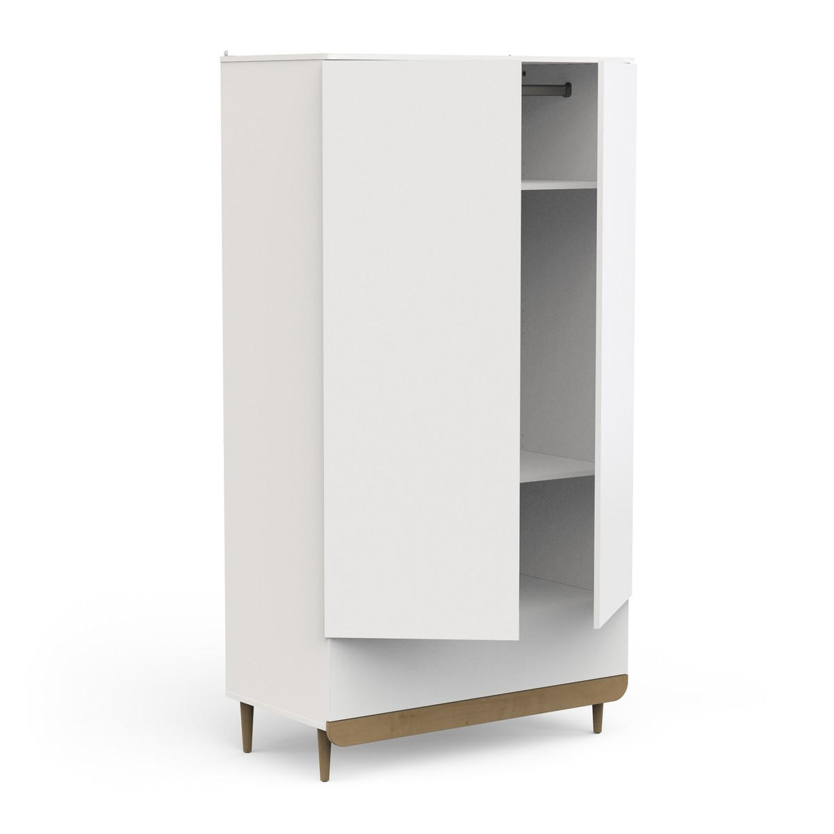 SCHRANK mit 2 Türen, 1 Schublade, Dekor in Weiß und mittlerem Eichenholz 100,6/56,5/194 cm - Weiß, Holzwerkstoff (56.5/194/155cm) - Calicosy