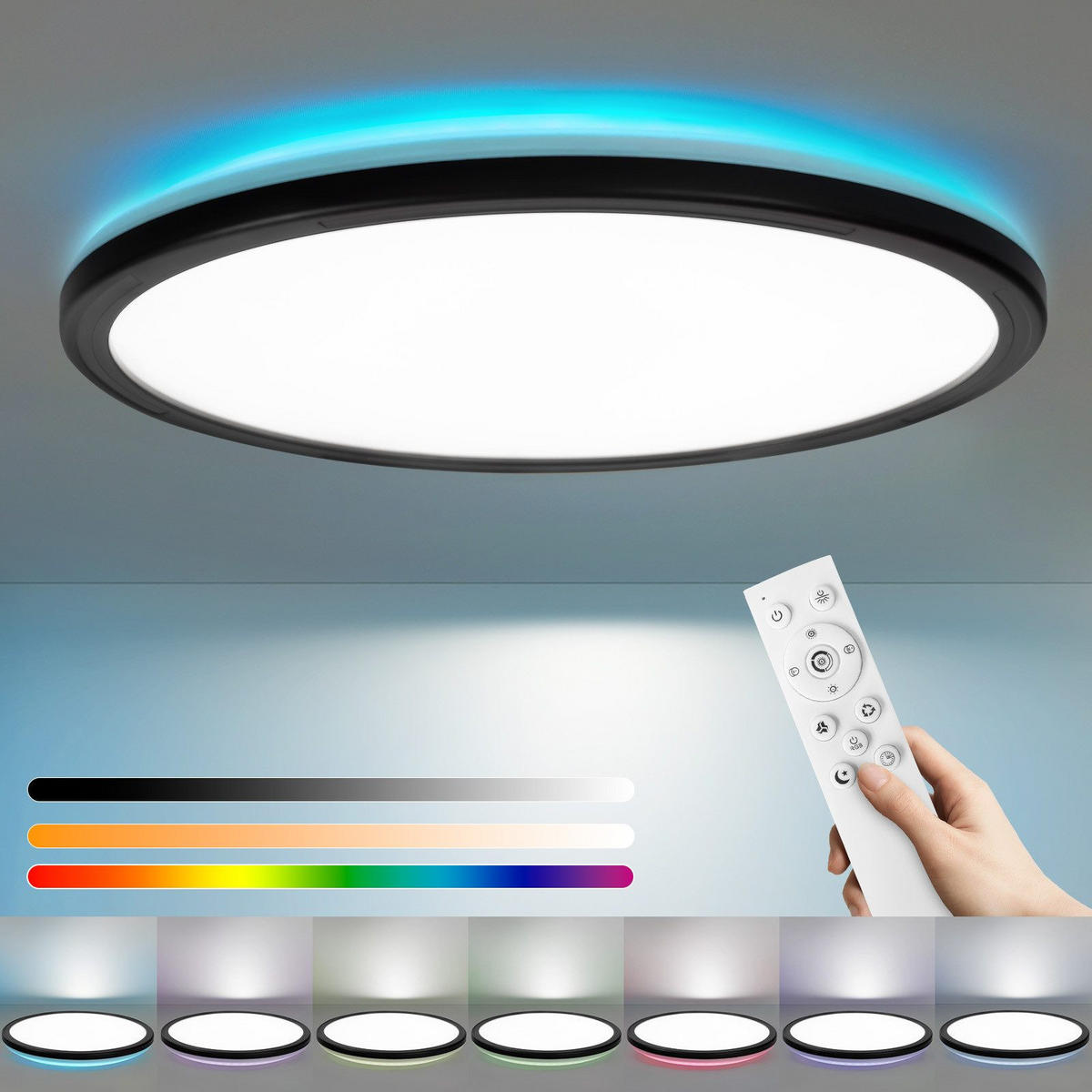 LED-DECKENLEUCHTE Lynch 30/30/2.7cm - Schwarz, Kunststoff (30/30/2.7cm) - Nettlife