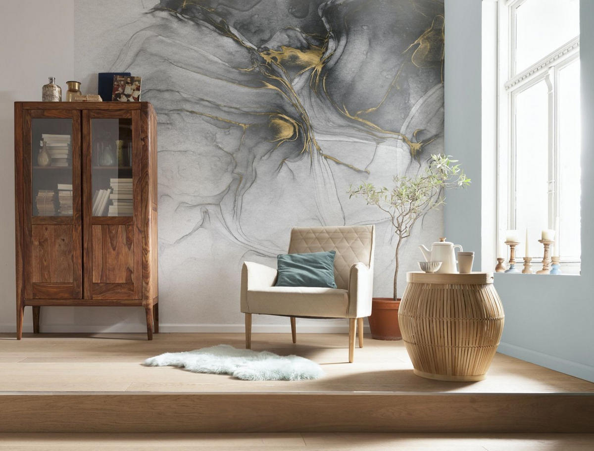 FOTOTAPETE Marmor 300 x 280 cm - Grau, Papier (300/280cm) - Sanders & Sanders
