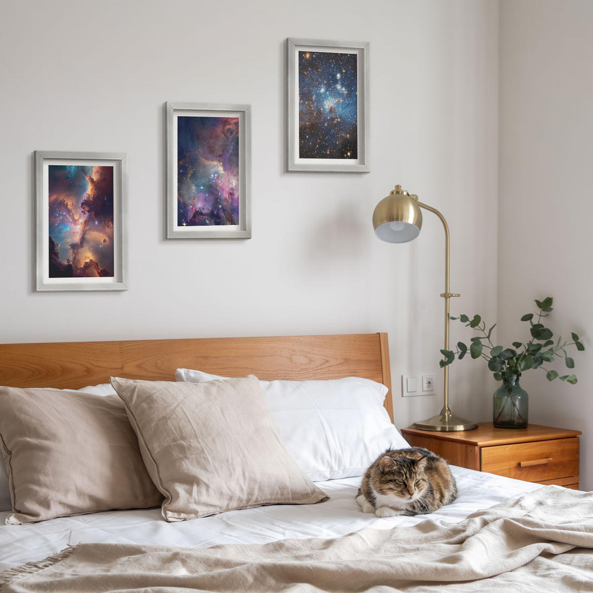 WANDBILDER 3er Set - 20x30 cm Silberner Rahmen - Kosmische Sternenlandschaften - Silberfarben, Kunststoff (20/30cm) - ArtPrintCave