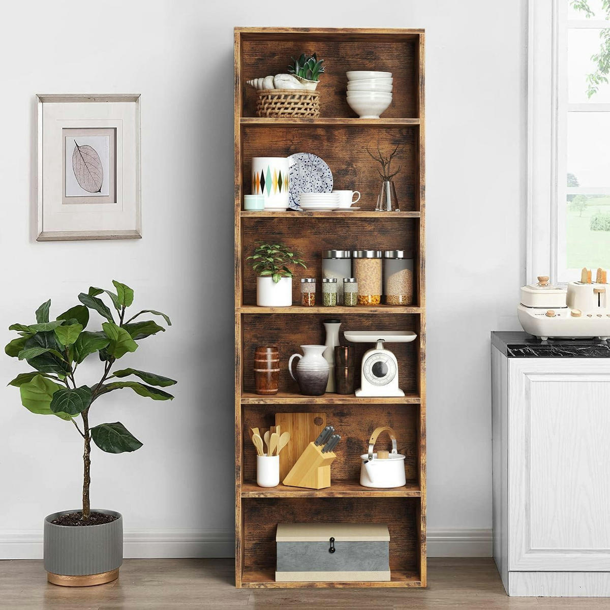 BÜCHERREGAL 6 Ebenen 55,5 x 23,5 x 181 cm Braun - Braun, Holzwerkstoff (23.5/181/55.5cm)