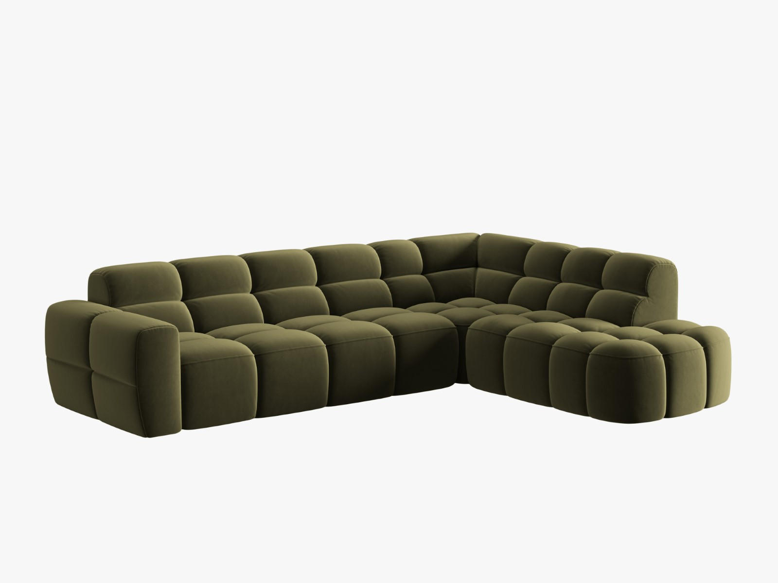 ECKSOFA rechts Lisa aus Samt hellgrün 5 Sitzplätze - Hellgrün, Textil (234/293cm) - Micadoni