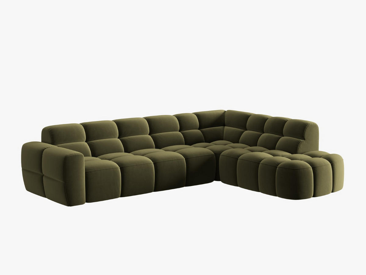 ECKSOFA rechts Lisa aus Samt hellgrün 5 Sitzplätze - Hellgrün, Textil (234/293cm) - Micadoni