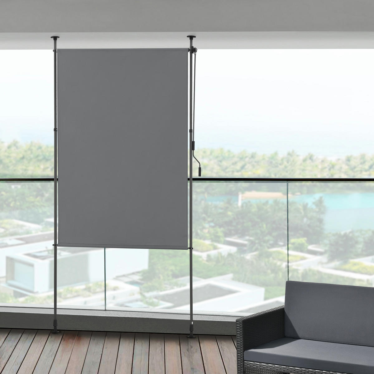 AUSSENROLLO Cimarra - Dunkelgrau, Textil/Metall (150/270cm) - pro.tec