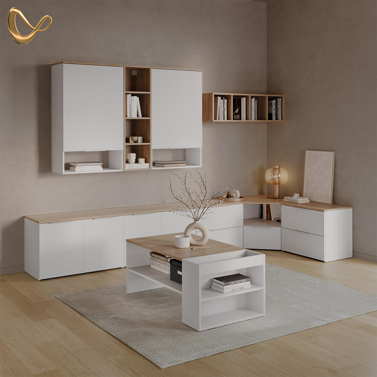 LOWBOARD Piave Weiß/Sonoma 68 x 50 cm - Weiß/Sonoma Eiche, Holzwerkstoff (68/50/68cm) - Livinity®
