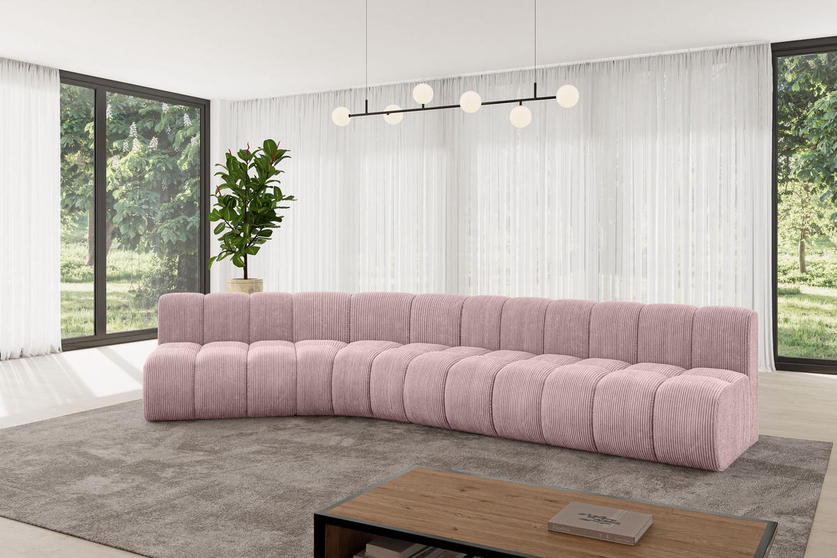 ECKSOFA modulares Sofa Montra-L2 - 381x174x70 cm Rosa - Rosa, Holzwerkstoff/Textil (381/174cm) - ALTDECOR