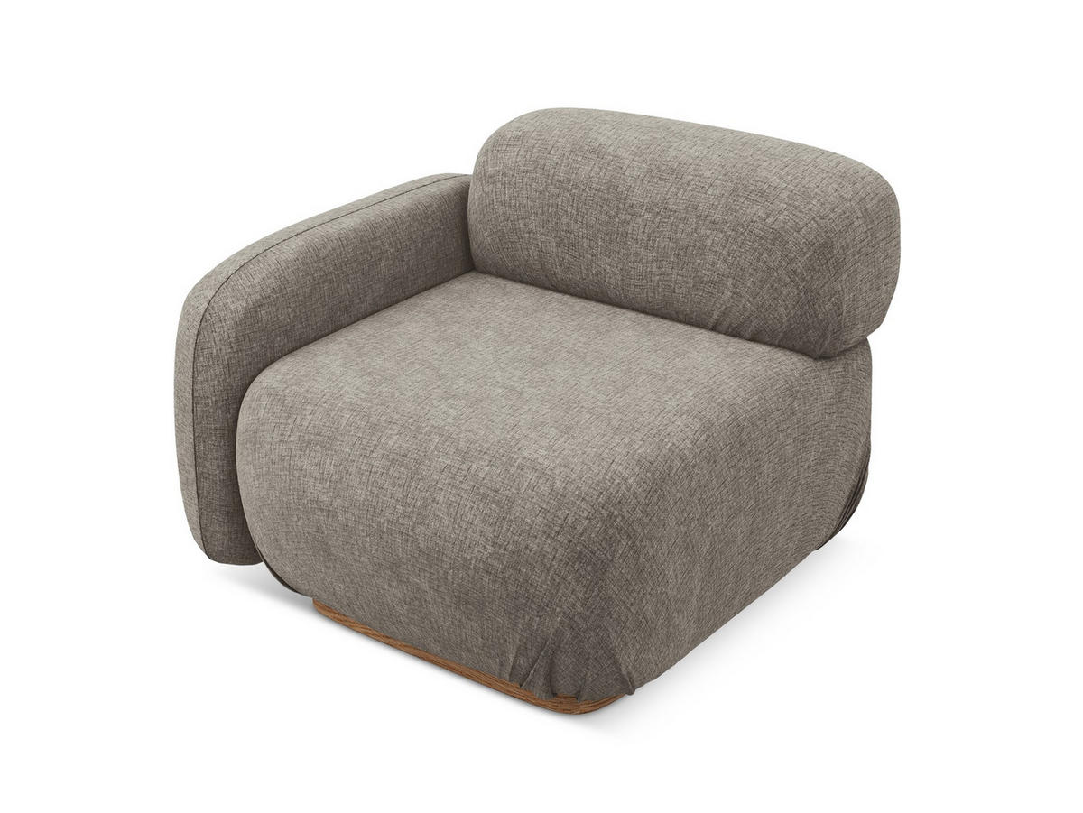 SOFAELEMENT Links Chenille Stoff Grau - Taupe/Braun, Holz/Textil (95/73/95cm) - Makamii