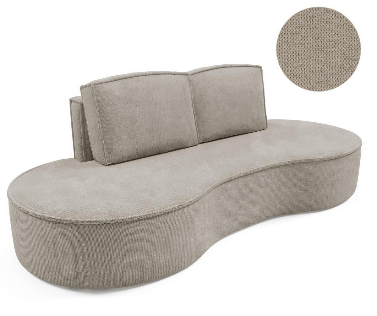 SOFA Flow Kaltbeige, mit Kissen in Curio Stoff - Beige, Holzwerkstoff (234/88/101cm) - Bettso