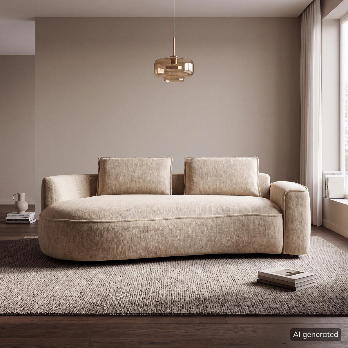 2,5-SITZER SOFA - Taupe/Schwarz, Kunststoff/Textil (217/82/146cm) - home24
