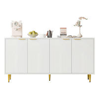 SIDEBOARD mit 4 Türen & Soft-Close, Holzoptik, Einheitsgröße / Holzwerkstoff + Metall - Goldfarben/Weiß, Holzwerkstoff/Metall (160/80/40cm) - EVRYAE